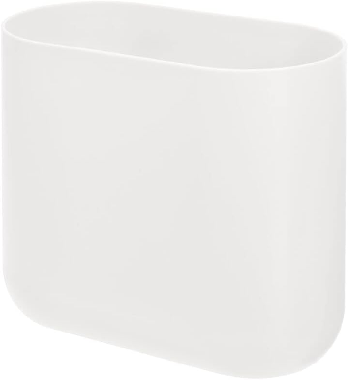 iDesign Small Slim Plastic Bathroom Trash Can, Garbage Can for Bedroom, Office, Desk, Dorm, 2-Pack, White