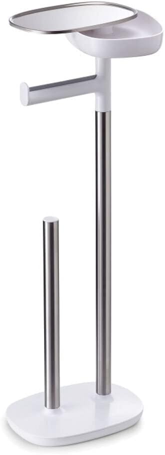Joseph Joseph 70518 EasyStore Butler Toilet Paper Holder Stand and Spare Roll Storage with Shelf and Drawer, Stainless Steel, 1 EA