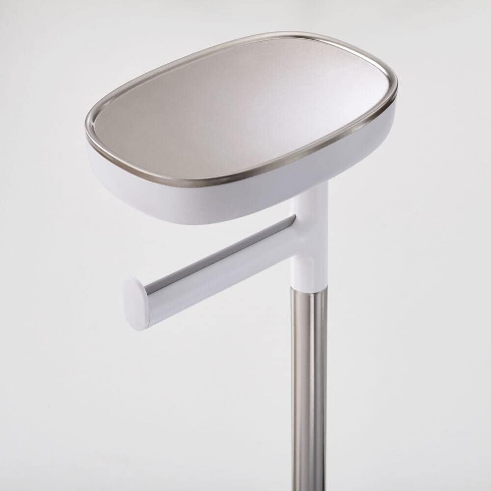 Joseph Joseph 70518 EasyStore Butler Toilet Paper Holder Stand and Spare Roll Storage with Shelf and Drawer, Stainless Steel, 1 EA