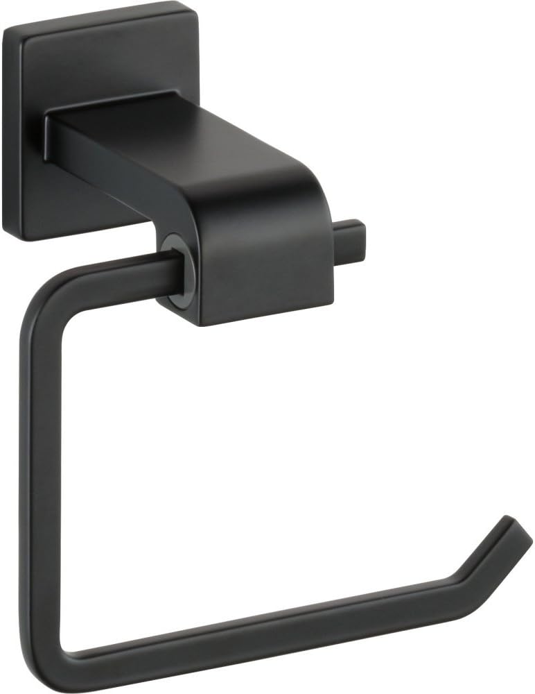 Delta Ara (1-Pack) Toilet Paper Holder Matte Black Tissue Roll Holder for Bathroom Organization and Storage Single Post Euro Toilet Tissue Holder Wall Bathroom Accessories 77550-BL