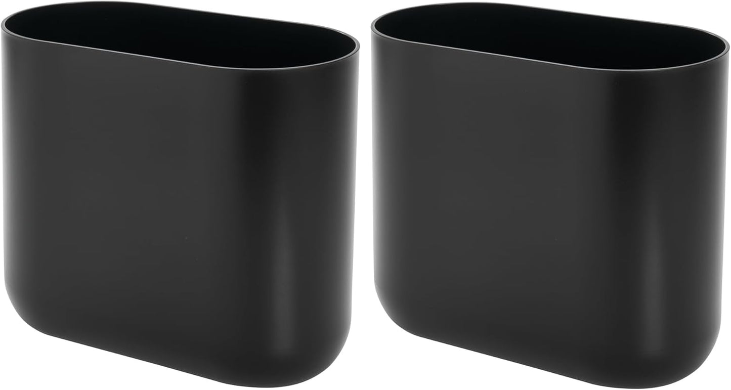 iDesign Small Slim Plastic Bathroom Trash Can, Garbage Can for Bedroom, Office, Desk, Dorm, 2-Pack, White