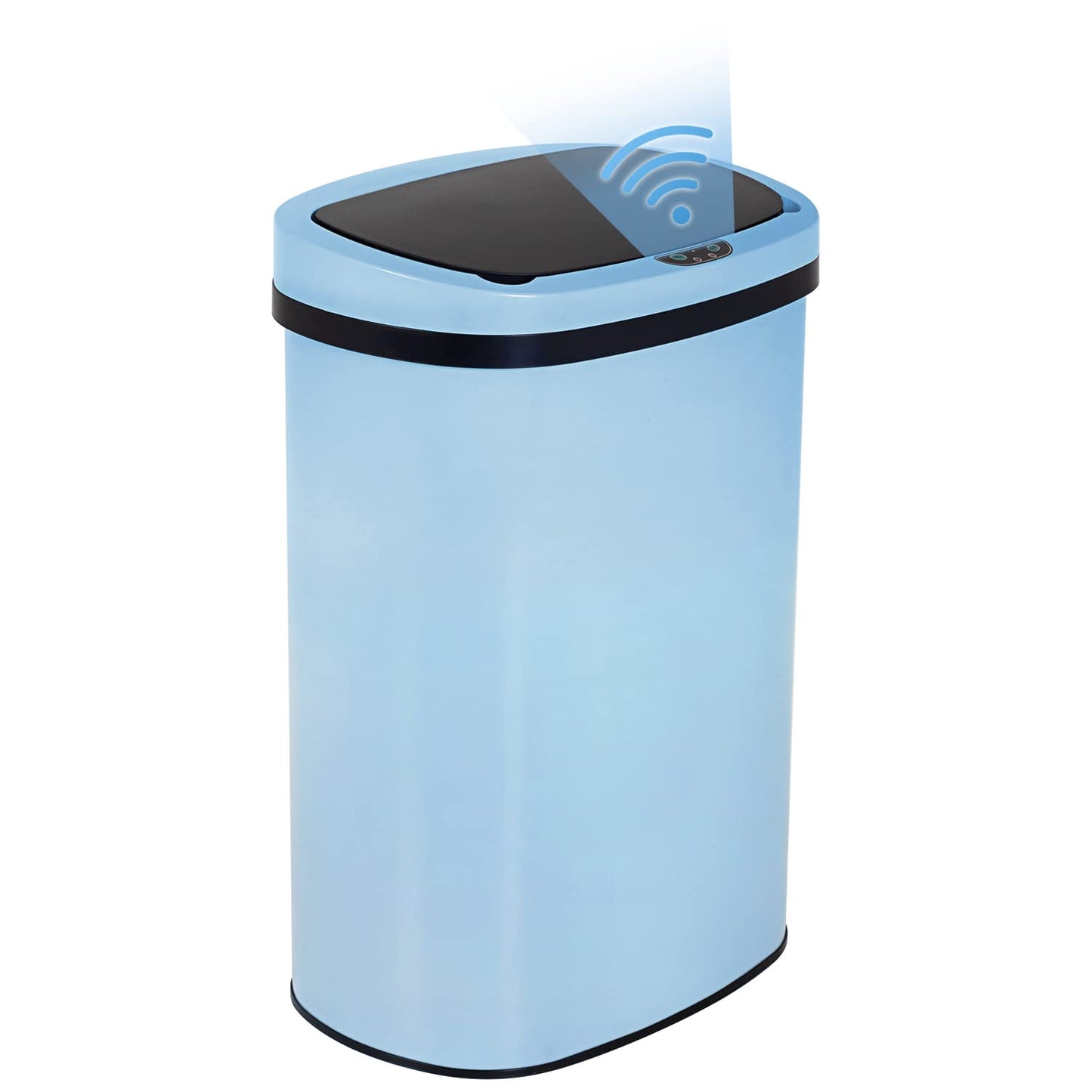 BestOffice | 13 Gallon Trash Can with Lid | Automatic Touchless Garbage Can | Odor Control | Modern Oval Design | Easy to Clean | Stainless Steel | Fits Any Kitchen, Bathroom, Office or Home
