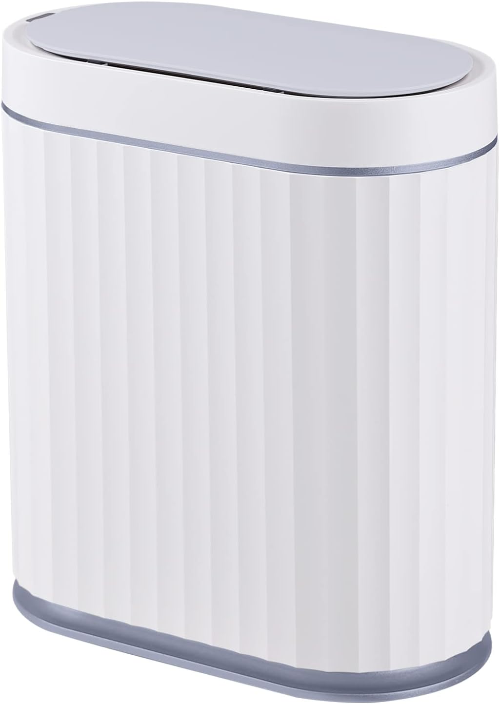 ELPHECO Automatic Motion Sensor Trash Can - 2 Gallon Slimline for Bathroom, Bedroom, Kitchen, Office - White with Gold Trim