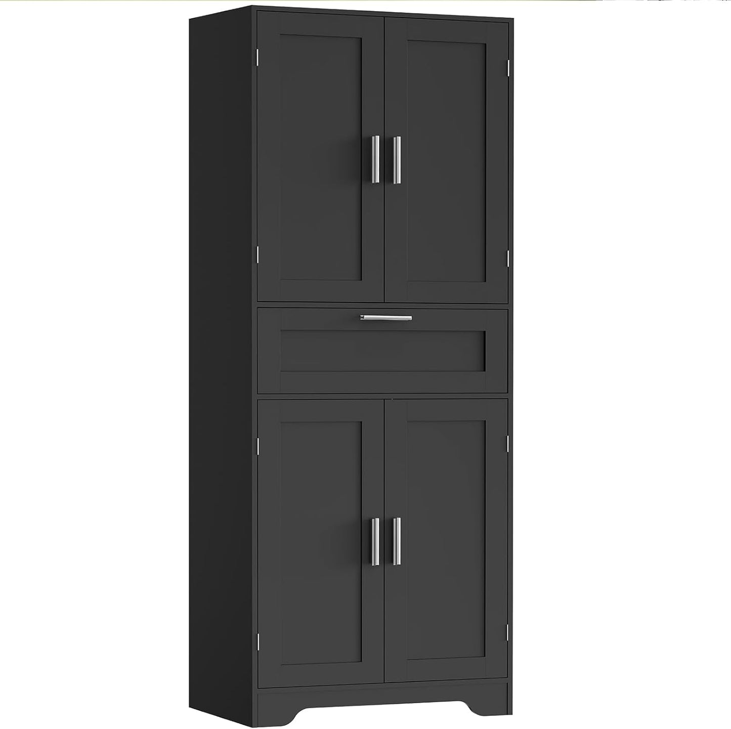 Iwell 67" Tall Bathroom Cabinet, Storage Cabinet with 2 Doors & 1 Drawer, Bathroom Storage Cabinets with Adjustable Shelves, for Living Room, Entryway, Home Office, White