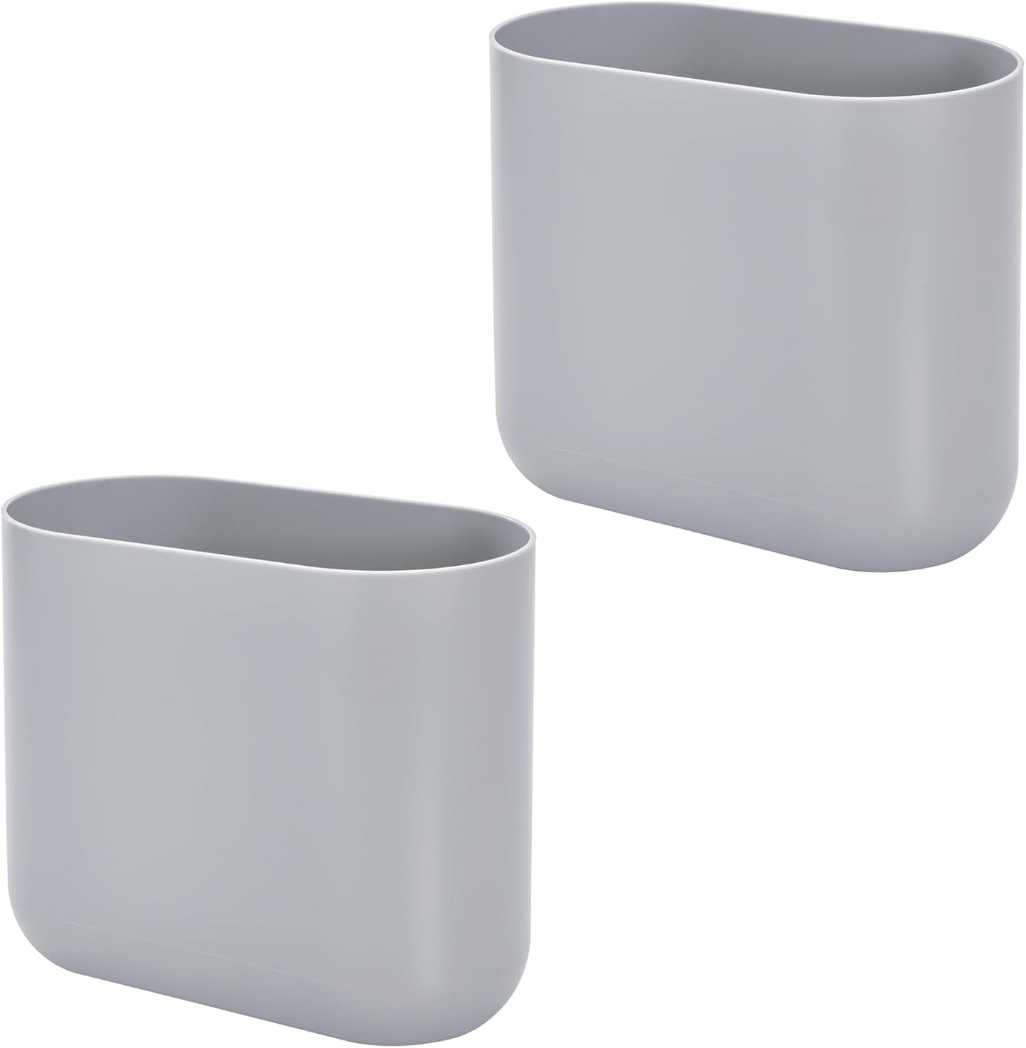 iDesign Small Slim Plastic Bathroom Trash Can, Garbage Can for Bedroom, Office, Desk, Dorm, 2-Pack, White