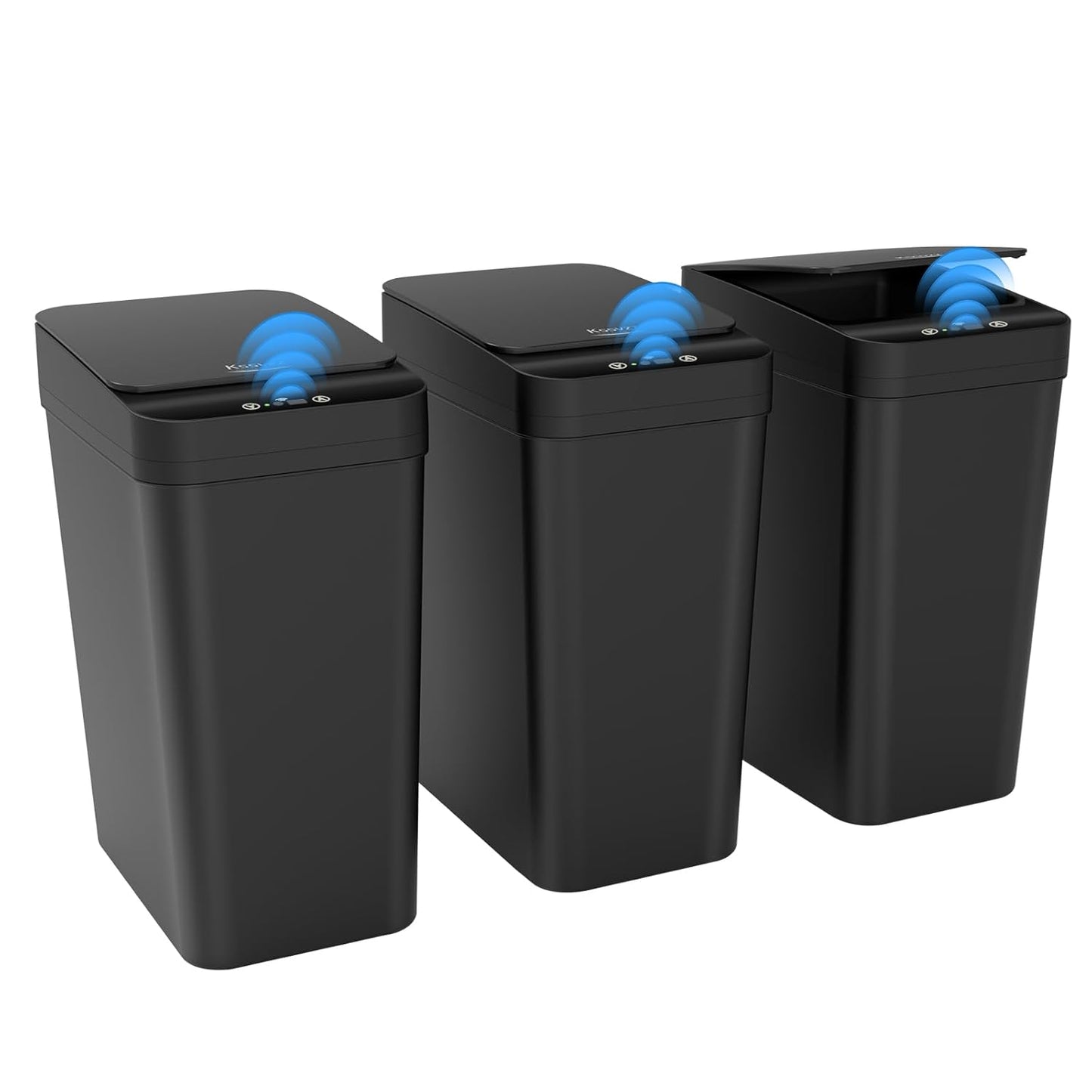 3 Pack Automatic Small Bathroom Trash Can with Lid - 2.5 Gallon Touchless Garbage Can, Motion Sensor Smart Trash Bin, Slim Dog Proof Trashcan, Waterproof Plastic Wastebasket for Bedroom Office Kitchen