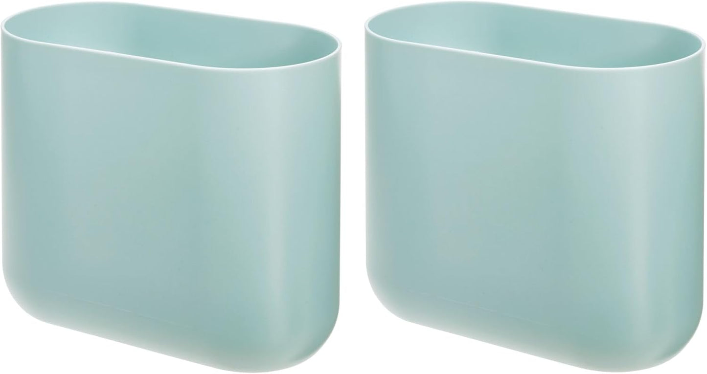iDesign Small Slim Plastic Bathroom Trash Can, Garbage Can for Bedroom, Office, Desk, Dorm, 2-Pack, White