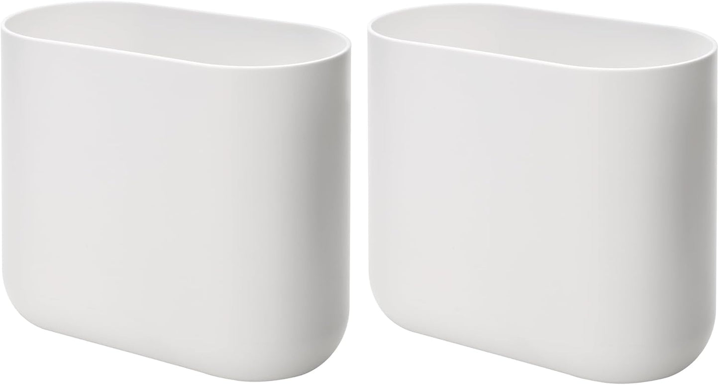 iDesign Small Slim Plastic Bathroom Trash Can, Garbage Can for Bedroom, Office, Desk, Dorm, 2-Pack, White