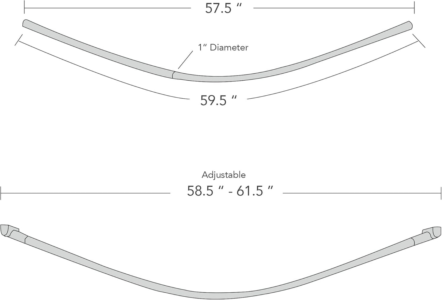60-Inch Stainless Steel Curved Shower Curtain Rod, 5 Foot Mounted Non-Telescoping Rust Proof (Brushed Nickel)