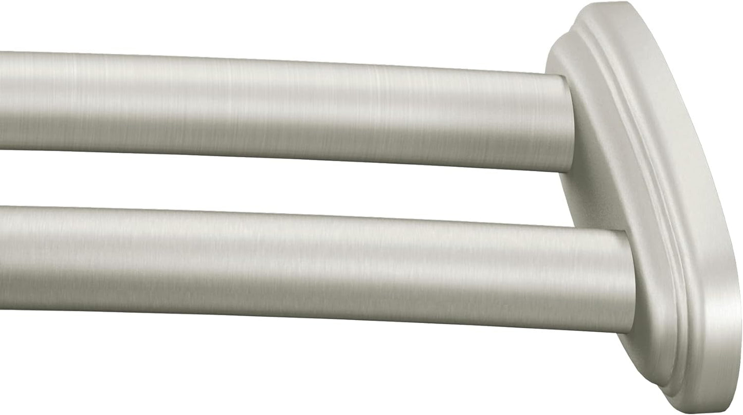 Moen Matte Black Adjustable 57 to 60-Inch Double Curved Shower Rod, Permanent Wall Mounted Shower Curtain Rod, DN2141BL