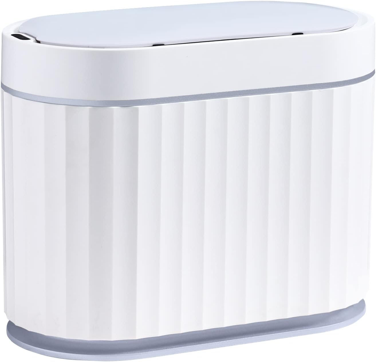 ELPHECO Automatic Motion Sensor Trash Can - 2 Gallon Slimline for Bathroom, Bedroom, Kitchen, Office - White with Gold Trim