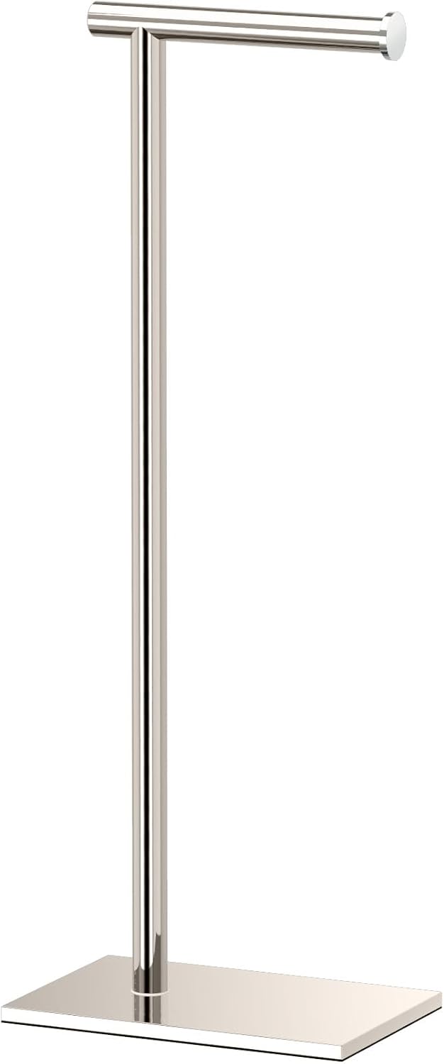 Gatco 1331B Modern Rectangle Base Freestanding Toilet Paper Holder 22.25" Brushed Brass/Acrylic with Weighted Base