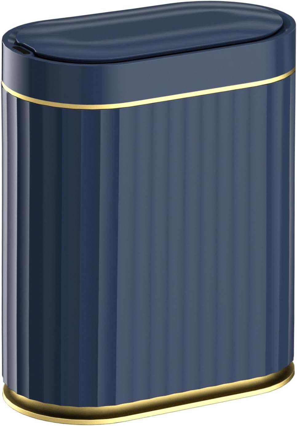 ELPHECO Automatic Motion Sensor Trash Can - 2 Gallon Slimline for Bathroom, Bedroom, Kitchen, Office - White with Gold Trim