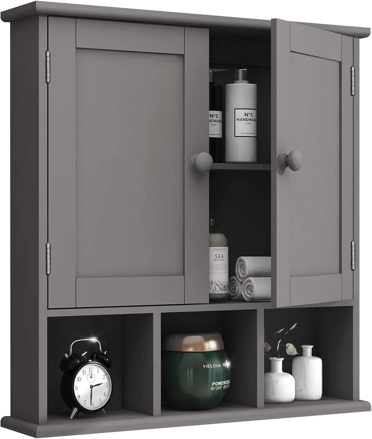 TaoHFE Bathroom Wall Cabinet with 2 Door Adjustable Shelves,Over The Toilet Storage White Wall Mounted Medicine Cabinets for Bathroom Laundry Room Kitchen