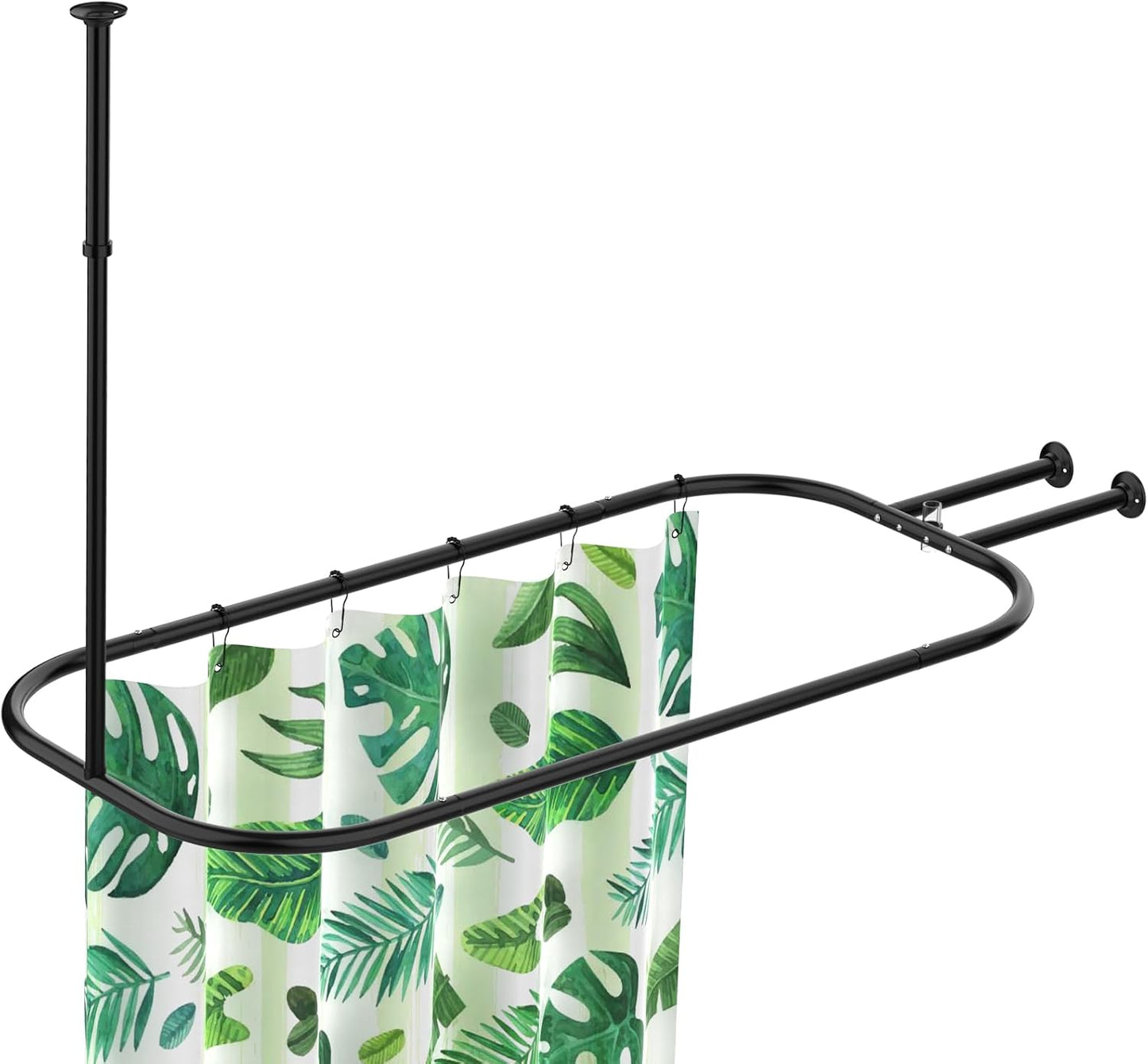 PrettyHome Shower Curtain Rod Hoop Square Shape Bathroom Heavy Duty No Rust Oval Shower Rod 58.3"x24" for Clawfoot Tub,for Free Standing Tubs Black