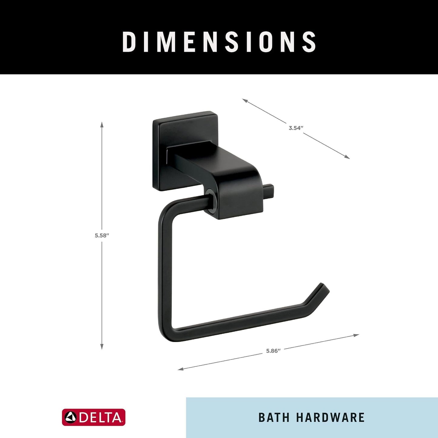 Delta Ara (1-Pack) Toilet Paper Holder Matte Black Tissue Roll Holder for Bathroom Organization and Storage Single Post Euro Toilet Tissue Holder Wall Bathroom Accessories 77550-BL