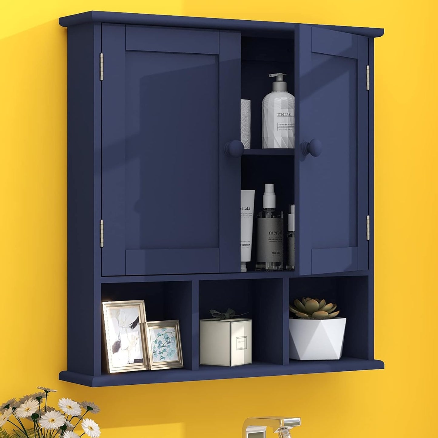 TaoHFE Bathroom Wall Cabinet with 2 Door Adjustable Shelves,Over The Toilet Storage White Wall Mounted Medicine Cabinets for Bathroom Laundry Room Kitchen