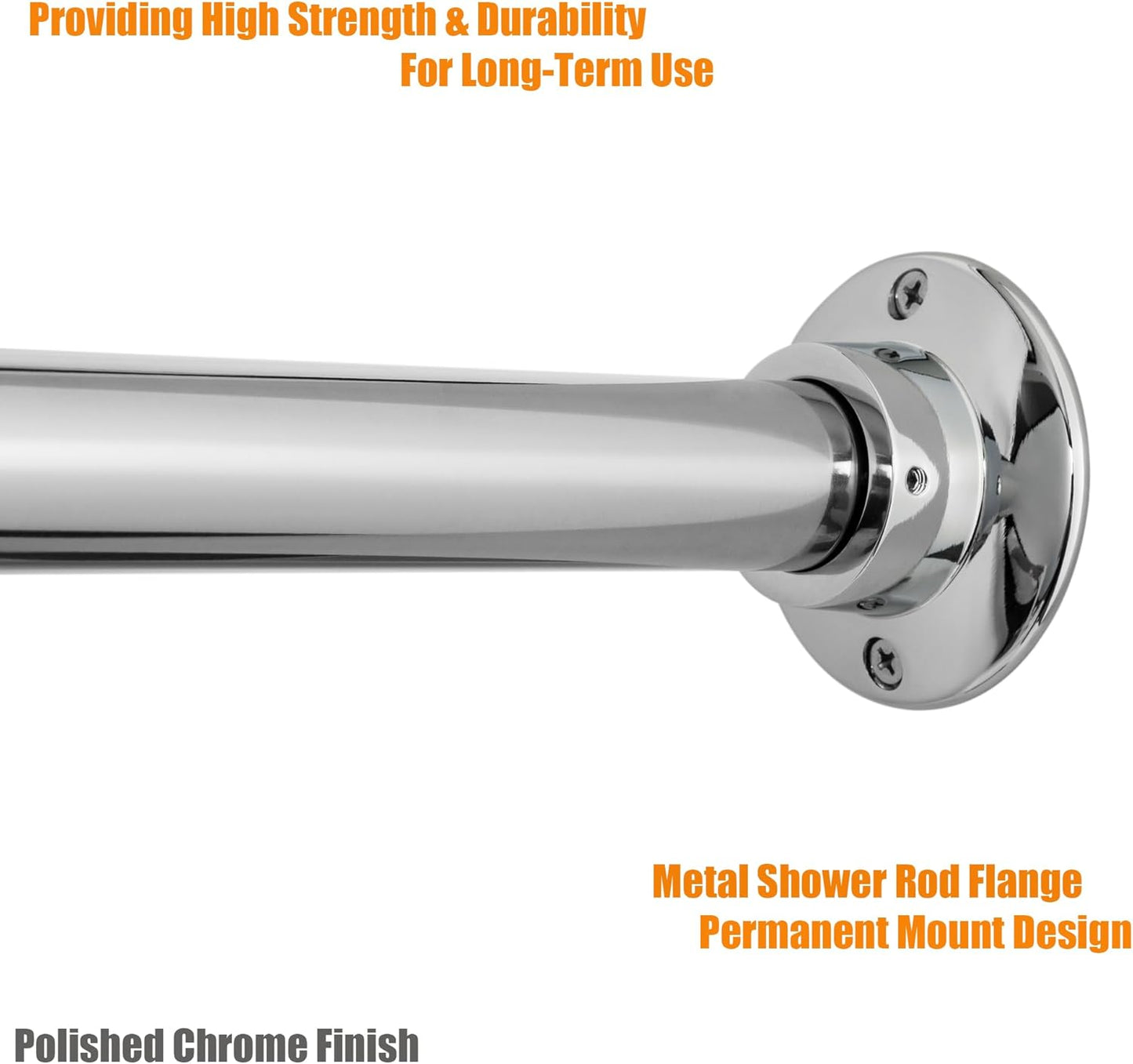 Artiwell 60" Heavy Duty Straight Shower Rod With Shower Rod Flange, Permanent Mount Shower Curtain Rod With Screws Bracket, Never Rust Stainless Steel, Window Curtain and Closet Rod, Chrome Plated