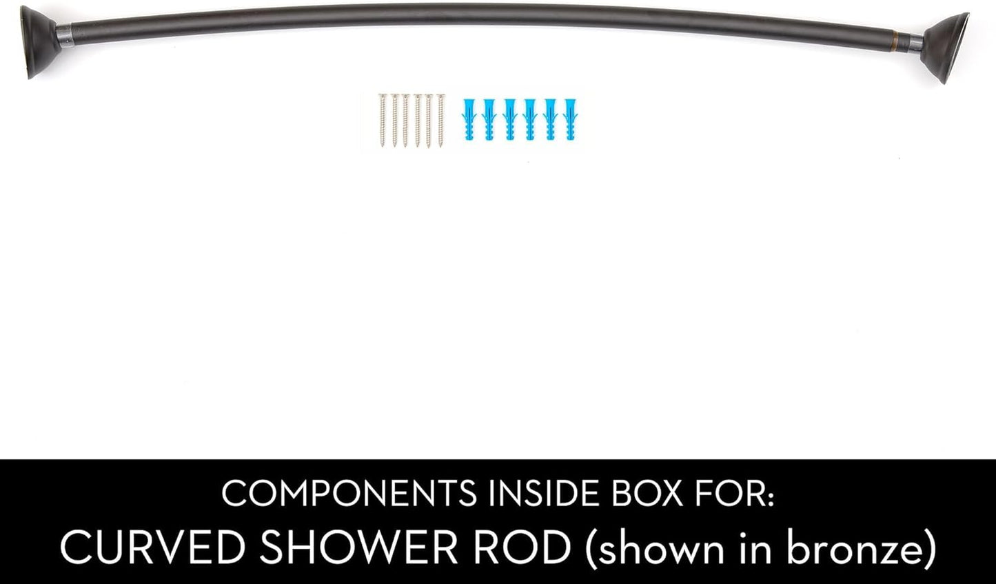 iDesign Curved Metal Shower Curtain Rod, Adjustable Customizable Curtain Rod for Bathtub, Stall, Closet, Doorway, 41-72 Inches, Matte Black,79077
