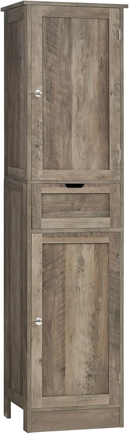 Iwell 67" Tall Bathroom Cabinet, Storage Cabinet with 2 Doors & 1 Drawer, Bathroom Storage Cabinets with Adjustable Shelves, for Living Room, Entryway, Home Office, White