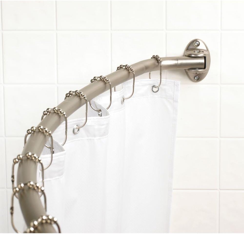 ZPC Zenith Products Corporation Zenna Home 35603BN06, Curved Shower Curtain Rod, 56 to 72-Inch, Brushed Nickel