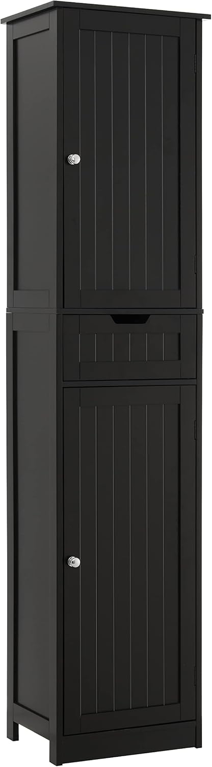 Iwell 67" Tall Bathroom Cabinet, Storage Cabinet with 2 Doors & 1 Drawer, Bathroom Storage Cabinets with Adjustable Shelves, for Living Room, Entryway, Home Office, White
