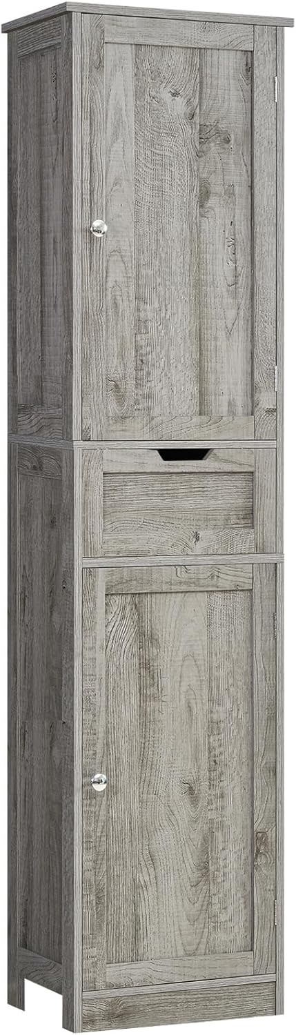 Iwell 67" Tall Bathroom Cabinet, Storage Cabinet with 2 Doors & 1 Drawer, Bathroom Storage Cabinets with Adjustable Shelves, for Living Room, Entryway, Home Office, White