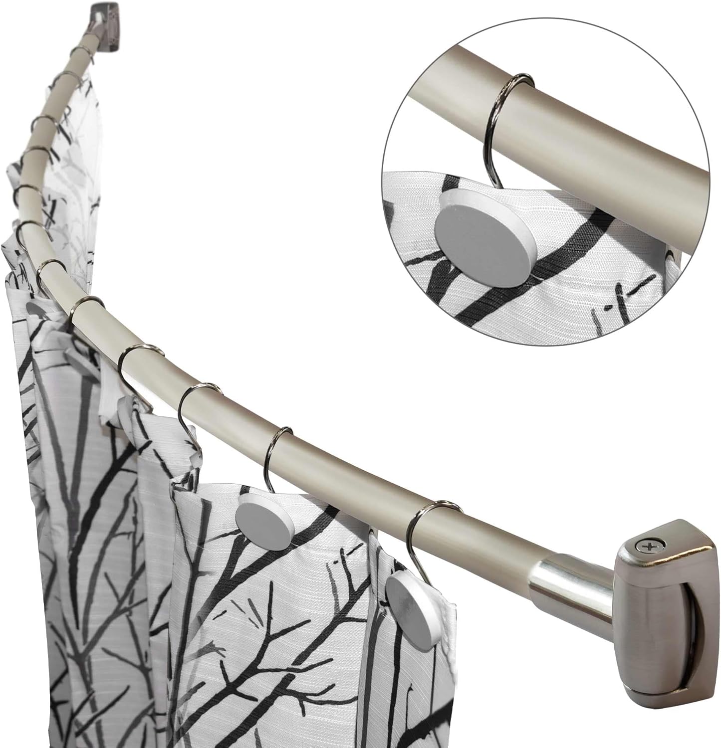 60-Inch Stainless Steel Curved Shower Curtain Rod, 5 Foot Mounted Non-Telescoping Rust Proof (Brushed Nickel)