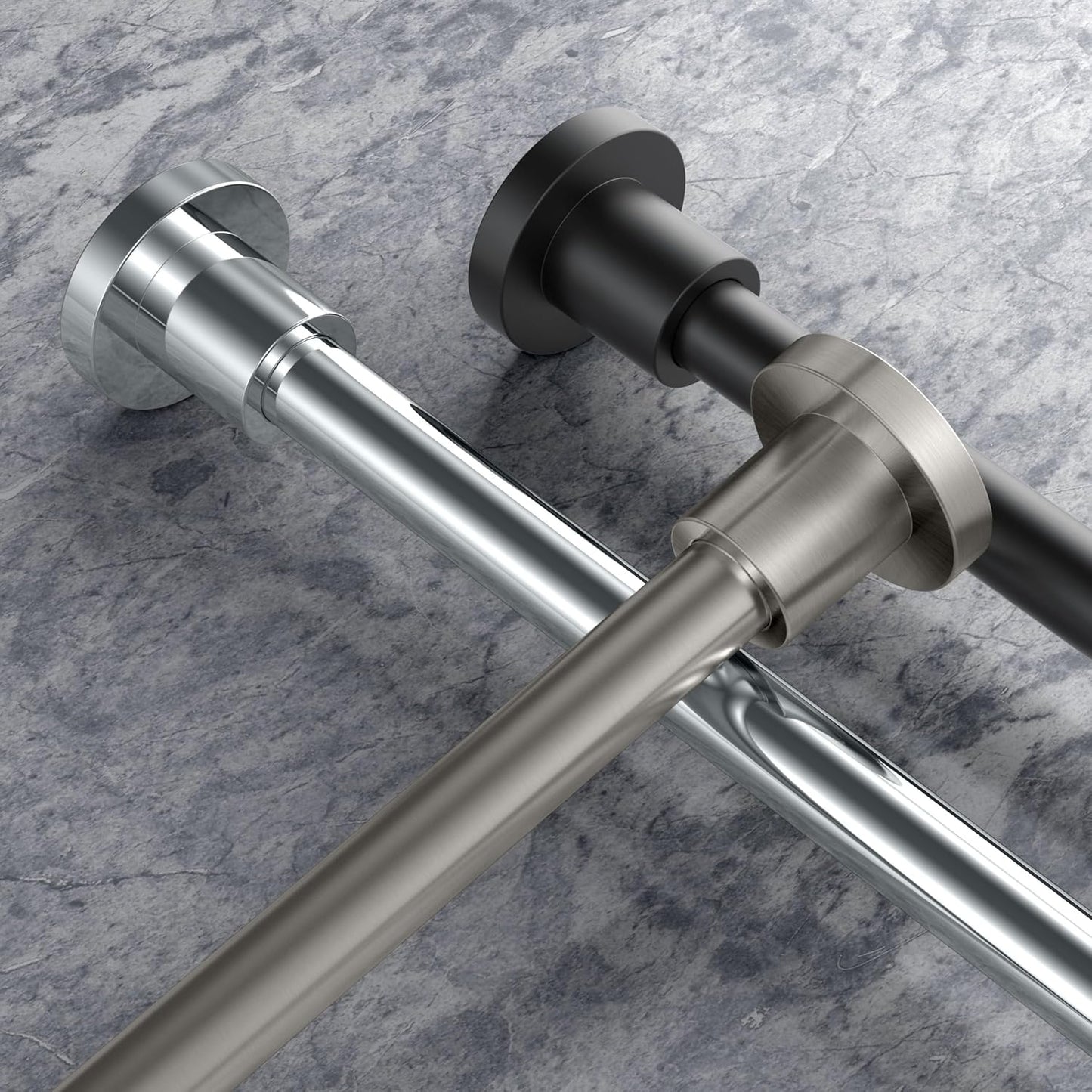 Gatco 829C Modern Minimalist Straight Shower Rod Set, 60 Inch, Chrome