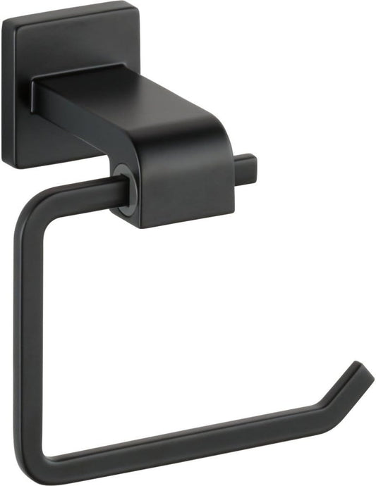 Delta Ara (1-Pack) Toilet Paper Holder Matte Black Tissue Roll Holder for Bathroom Organization and Storage Single Post Euro Toilet Tissue Holder Wall Bathroom Accessories 77550-BL