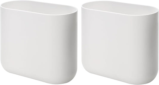 iDesign Small Slim Plastic Bathroom Trash Can, Garbage Can for Bedroom, Office, Desk, Dorm, 2-Pack, White