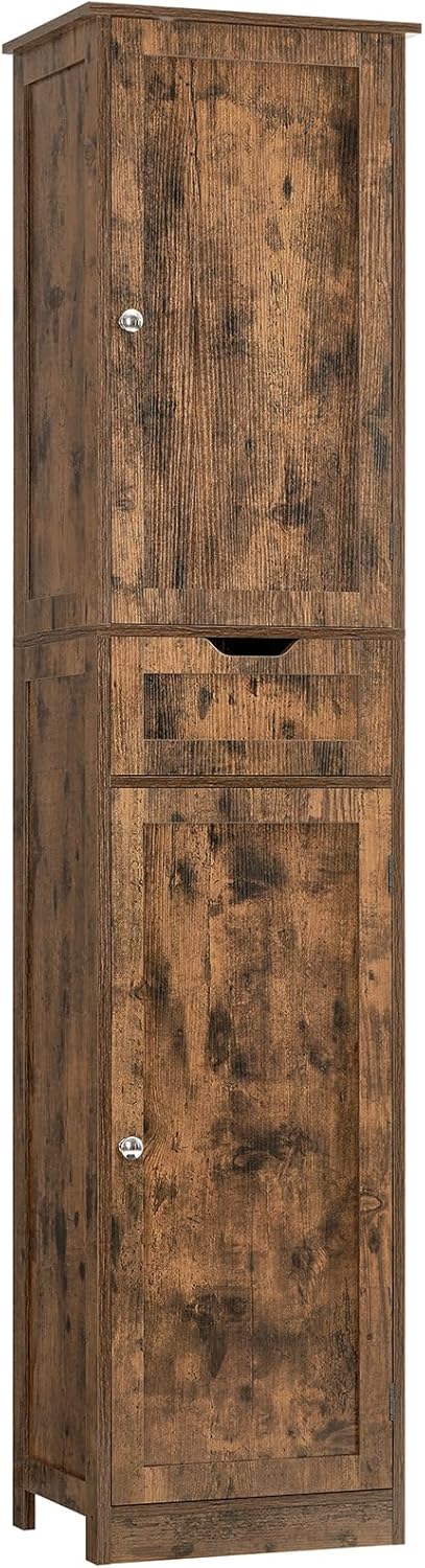 Iwell 67" Tall Bathroom Cabinet, Storage Cabinet with 2 Doors & 1 Drawer, Bathroom Storage Cabinets with Adjustable Shelves, for Living Room, Entryway, Home Office, White