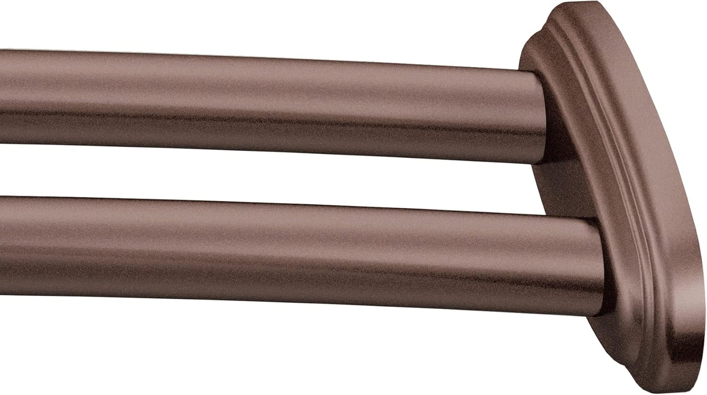 Moen Matte Black Adjustable 57 to 60-Inch Double Curved Shower Rod, Permanent Wall Mounted Shower Curtain Rod, DN2141BL